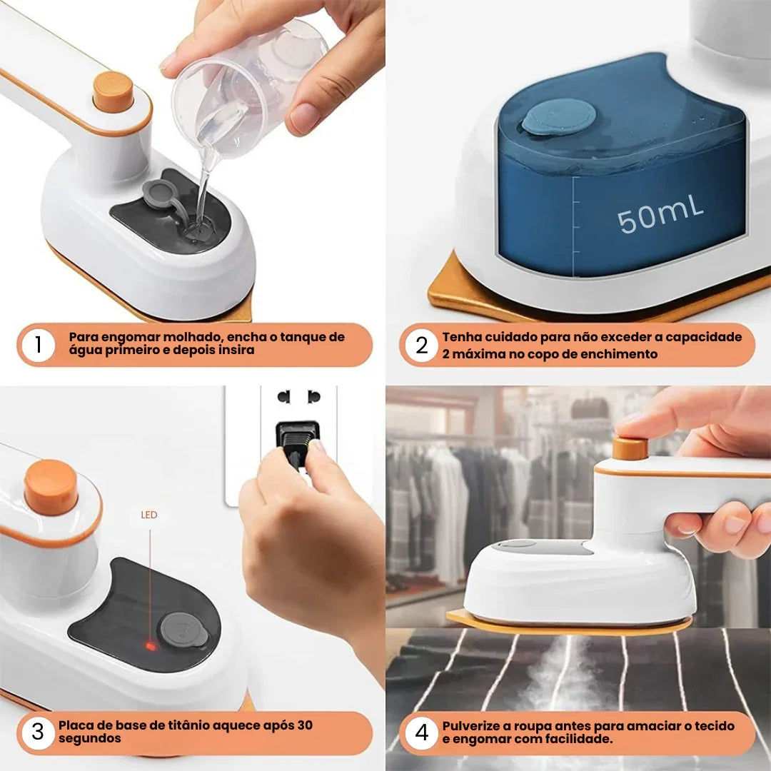 Mini Ferro De Passar Roupa Vapor