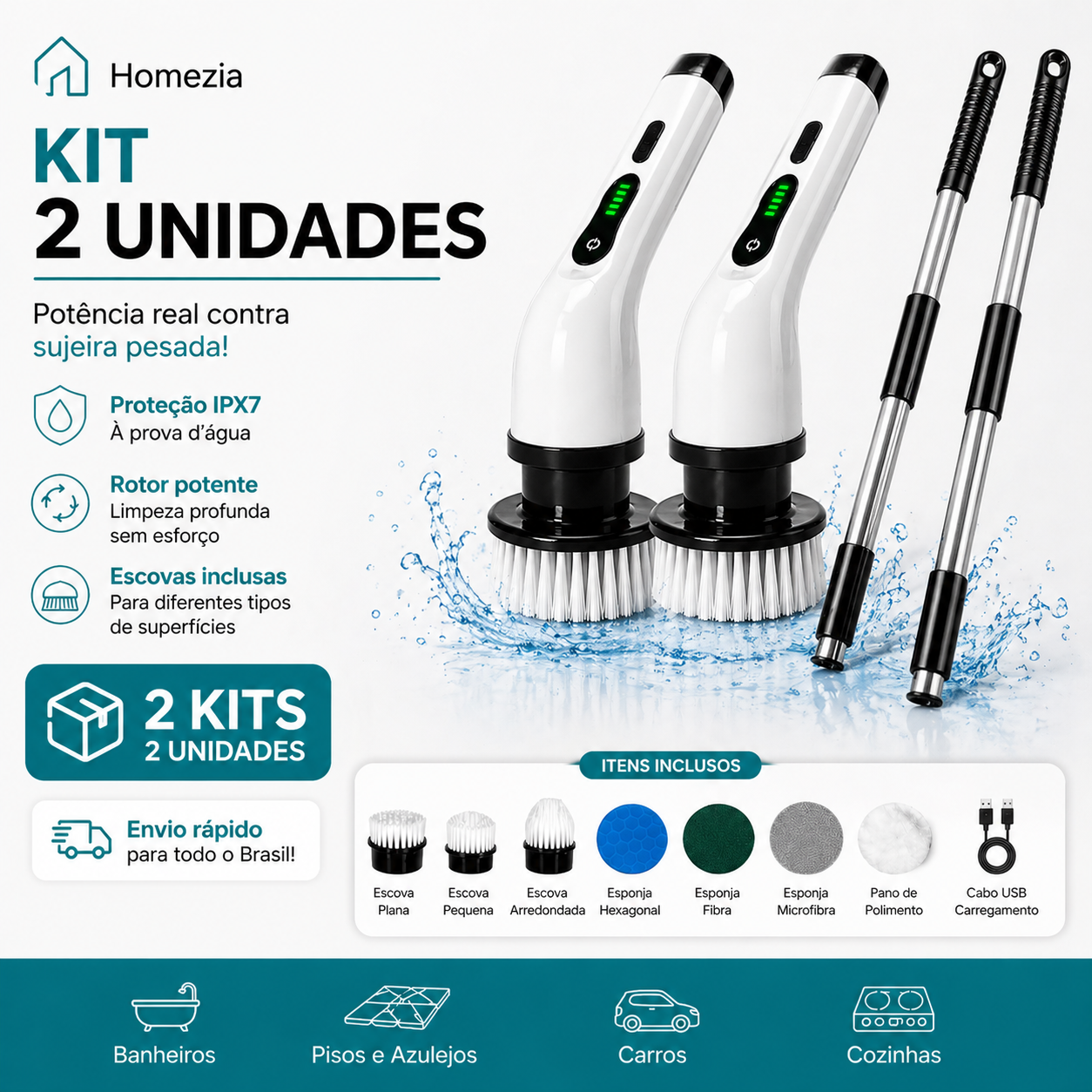 Turbo Clean - Escova Elétrica 9 em 1 - 20 Unidades Disponíveis